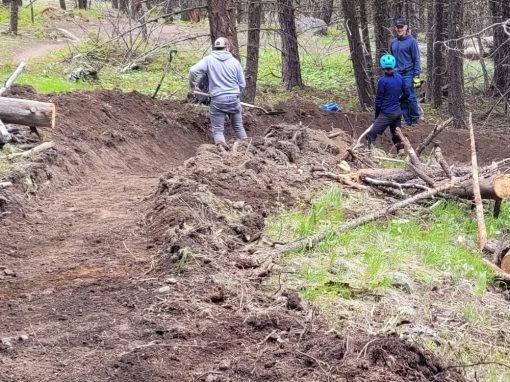 mountain bik community members working on local trails