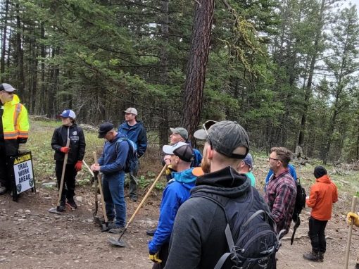 mountain bik community members working on local trails