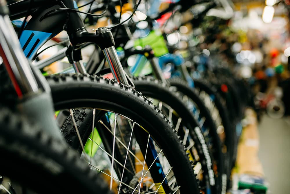 used bycicles in showroom